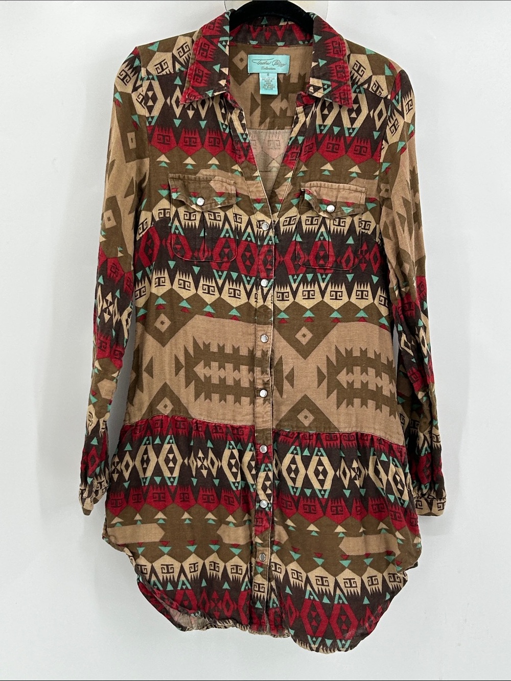 TASHA POLIZZI Southwestern Pearl Button Up Tunic Size Small